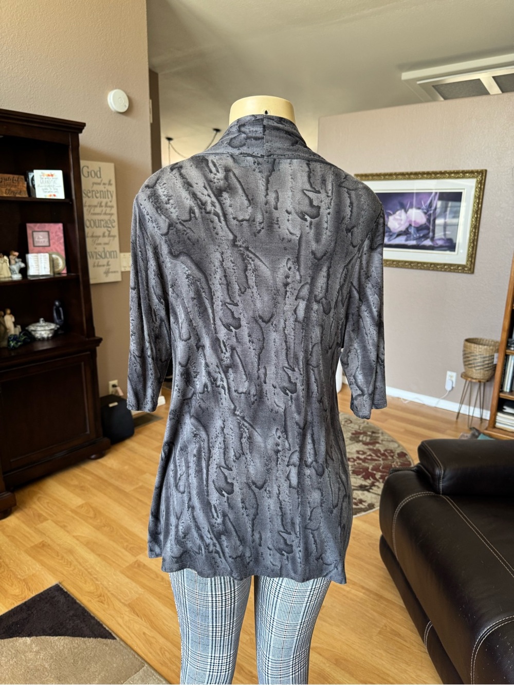 Unity World Wear Gray Marble-Effect Open Cardigan-size L - Picture 9 of 10